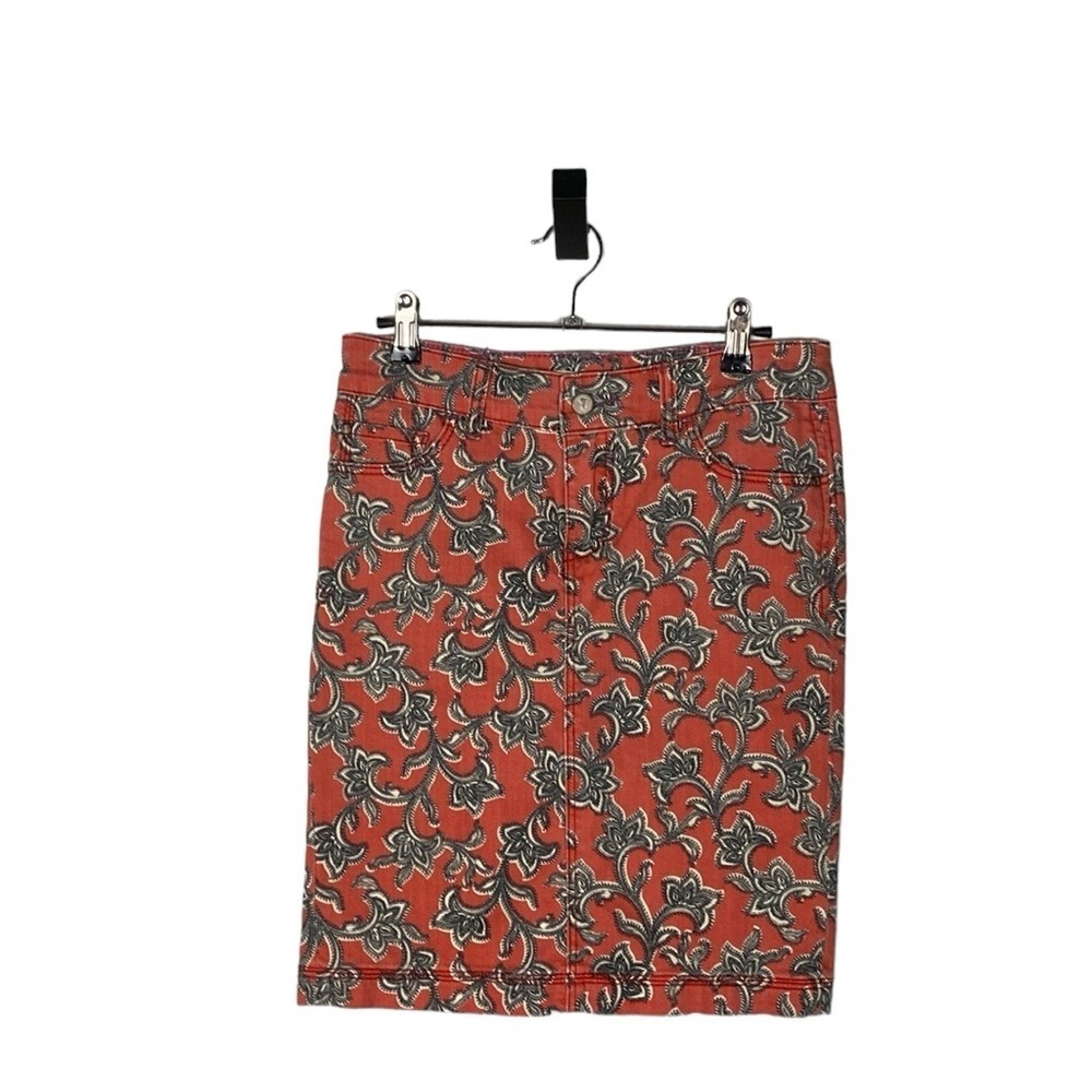 Anthropologie printed denim skirt